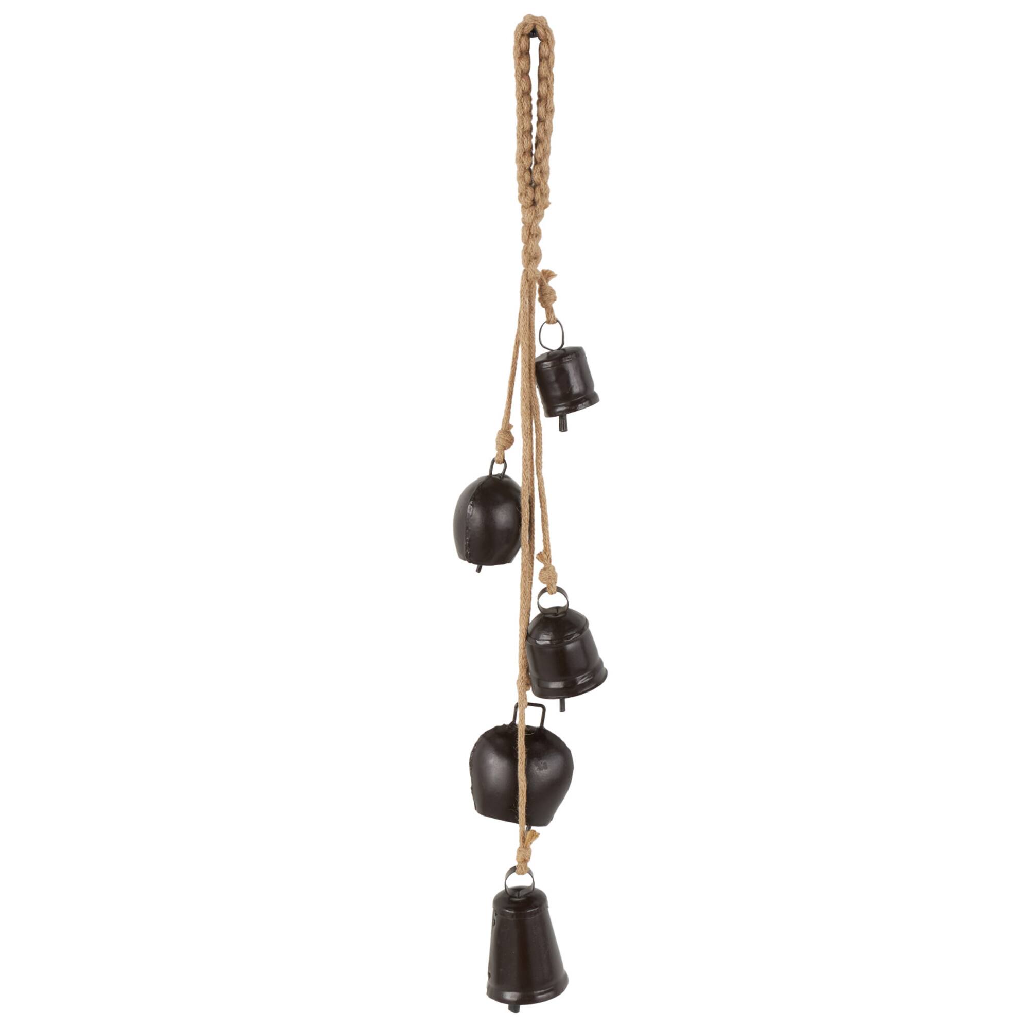 22" Metal Decorative Cow Bell with Jute Hanging Rope